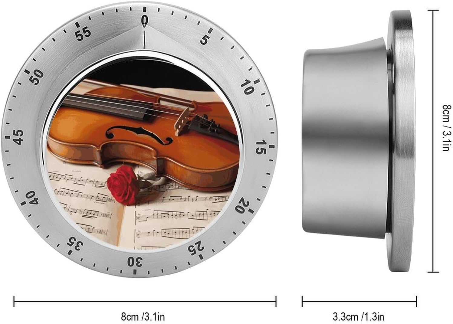Violin Sheet Music Timer Magnetic Backing 100% Mechanical Desk Timers Wind Up 60 Minutes Manual Countdown Timers No Batteries Required Kitchen Timer for Cooking