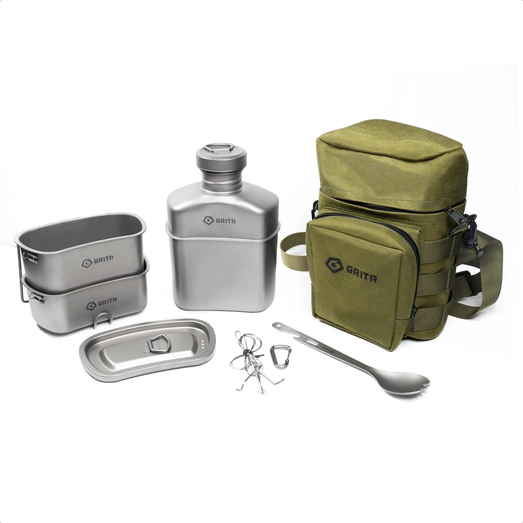 Titanium Canteen Mess Kit - Outdoor Camp Cooking Utensils