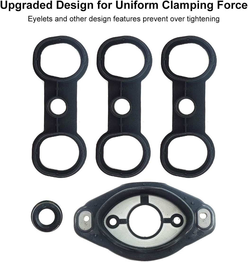 Valve Cover Gasket Set Fit for BMW N52 E60 E82 E88 E90 E91 E92 E93 X3 X5 Z4 3.0L, Engine Oil Filter Cooler Adapter Housing Gasket, Camshaft Adjuster Eccentric Shaft Actuator Seal for 11127552280