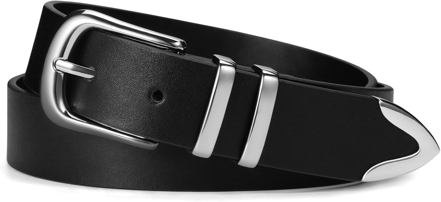 VATAN Women Leather Belt for Jeans Dresses Pants Fashion Ladies Casual Waist Belt with Gold Buckle