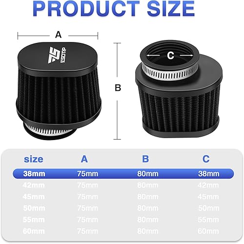 Miniatura 2 de 2 piezas de filtro de aire universal de 38 mm para motocicleta, filtro de motor de repuesto de alto rendimiento, filtros de aire para limpiador de