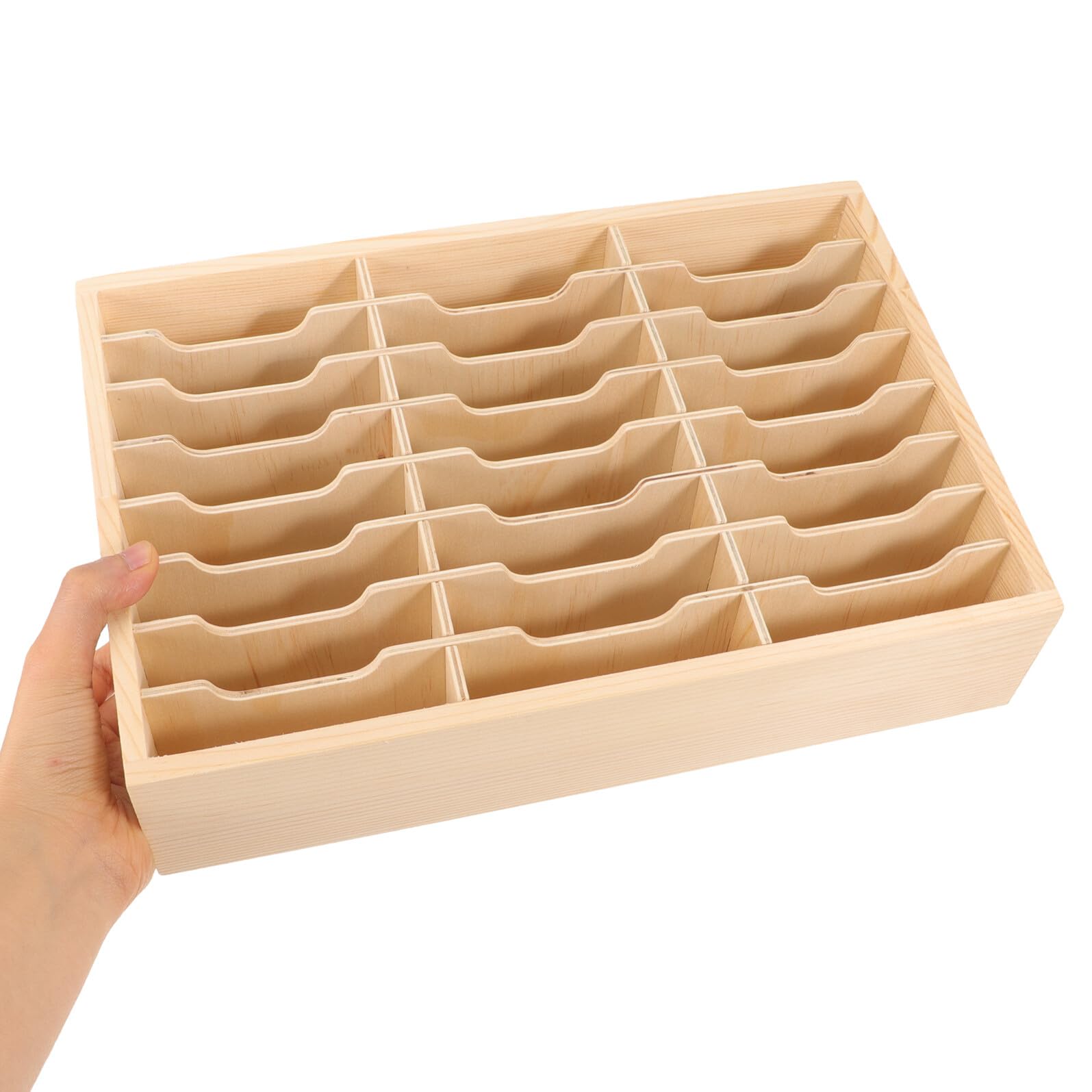 Scatola Porta Cellulare da Scrivania in Legno Multi Scomparti per Organizzazione di Cancelleria e Piccoli Oggetti, per Camera e Studio, Stile Rustico Semplice
