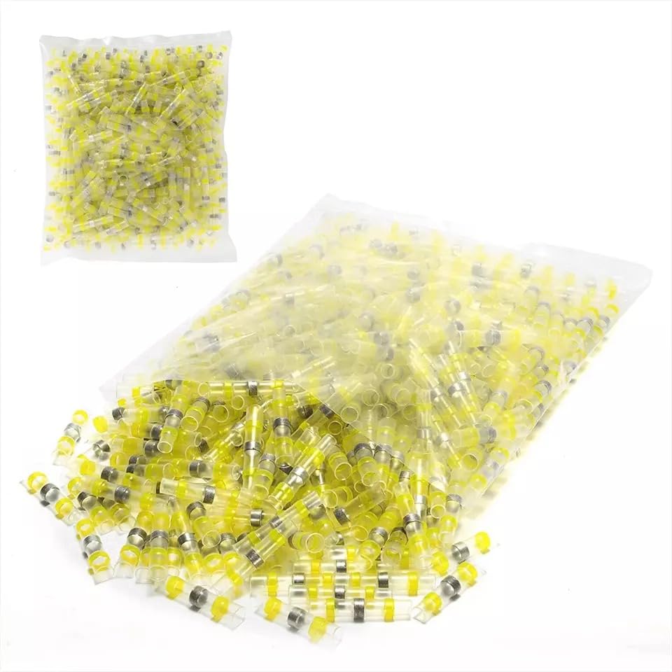 50 Pcs of Solder Seal Sleeve Heat Shrink Butt Splice Wire Connectors Terminals - Yellow
