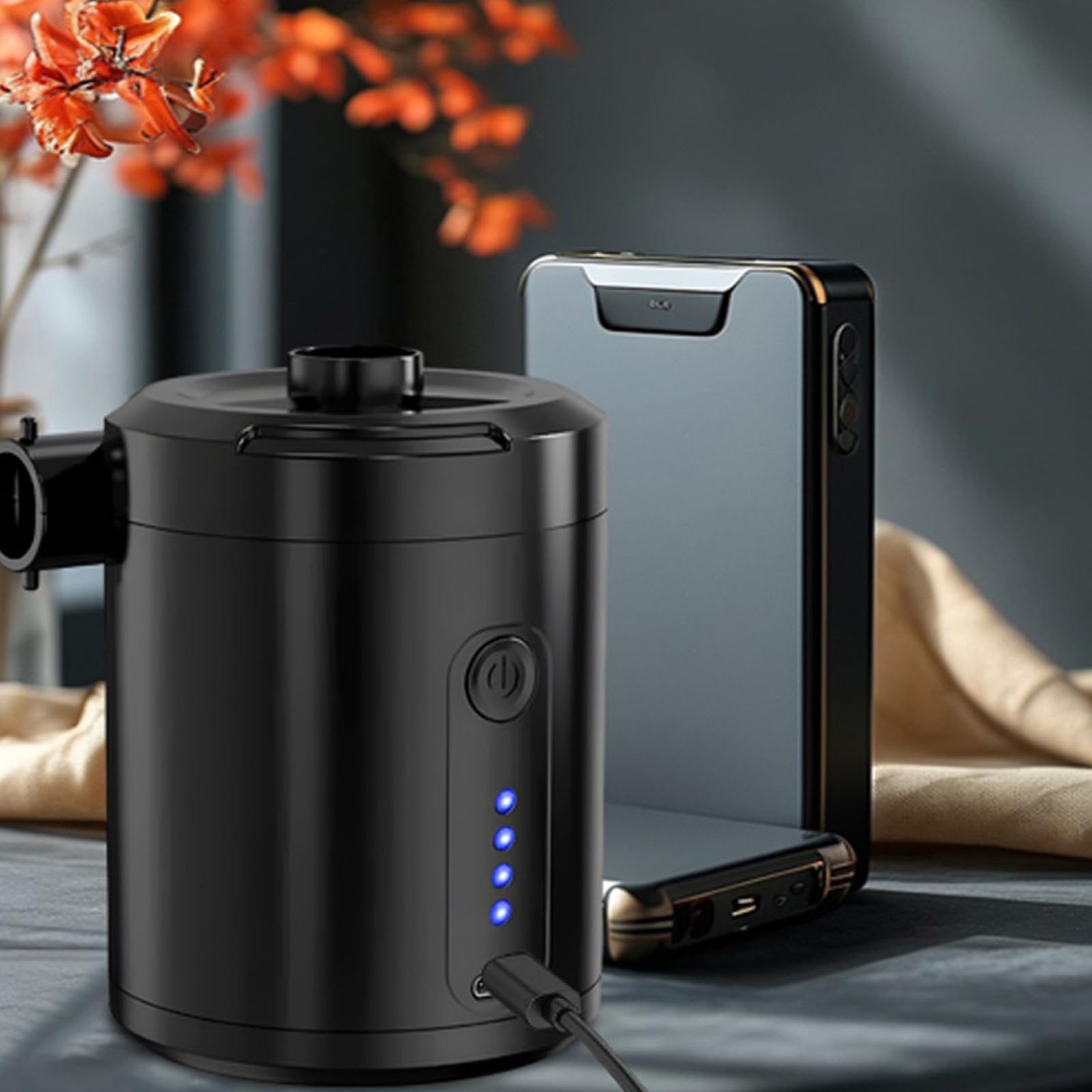 Attrezzatura da campeggio, 5200 mAh, pompe ad aria ricaricabili tramite USB, ad alta efficienza, pompe elettriche portatili per materasso gonfiabile, piscina, giocattolo da campeggio