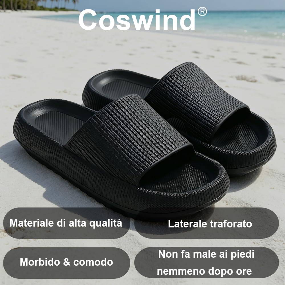 Ciabatte Donna Uomo Estive Mare Pantofole Eleganti Piscina Spiaggia Sandali Nuvola Gomma Casa Antiscivolo Comode Doccia Morbide Slides