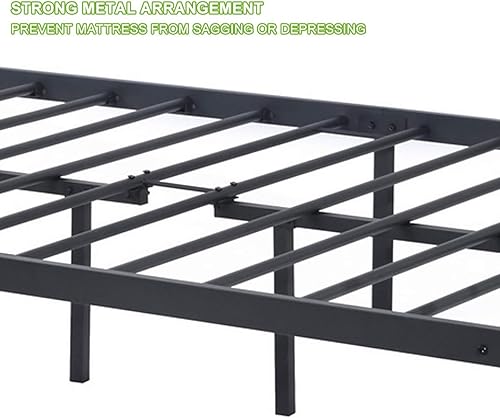 Miniatura 22 de Base de cama de metal resistente tamaño individual, base de colchón de acero, con revestimiento negro, cabecero retro para cama individual, no Negro