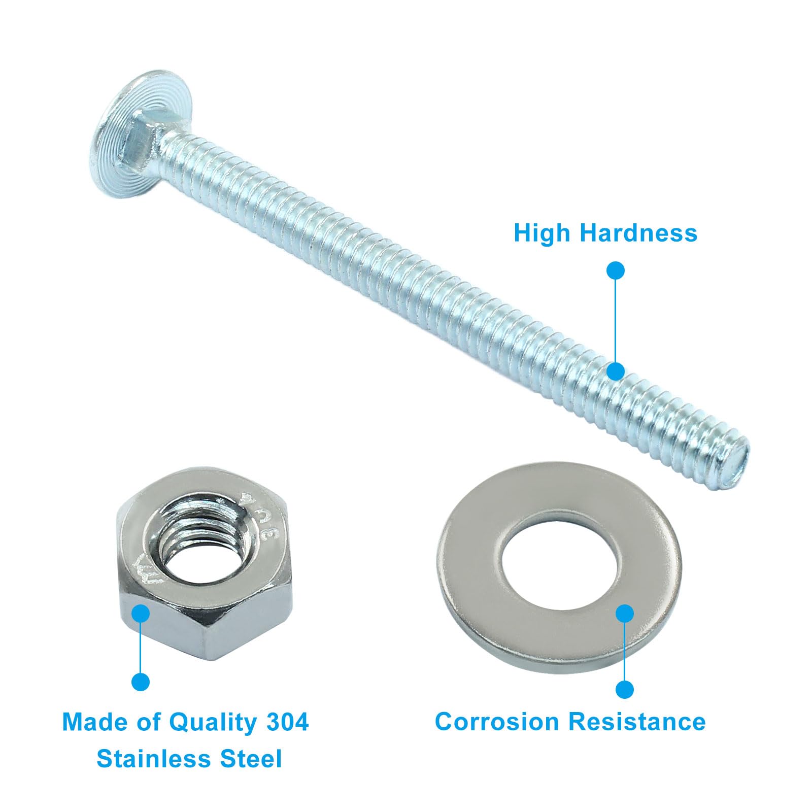 Carriage Bolts Kit - 1/4-20 x 3 Inch -3