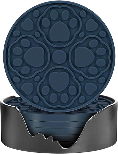 Miniatura 10 de Juego de 6 posavasos de silicona rosa con soporte, posavasos de 4 pulgadas para bar, bebidas, cerveza, café, tapete decorativo antideslizante para