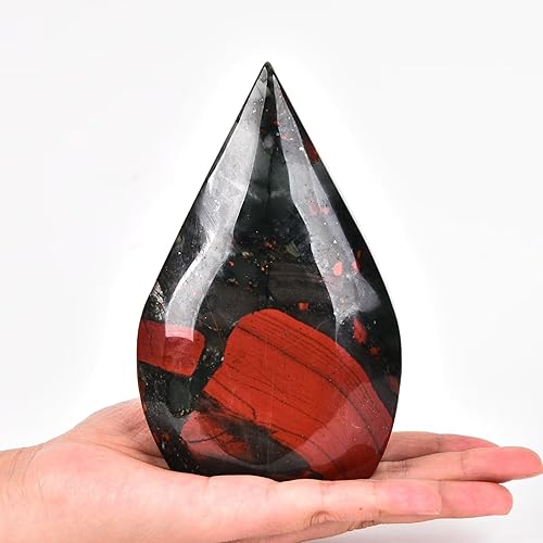 Torre de varita de cuarzo en forma de gota de cristal curativo de piedra de sangre africana, 1.1-1.5 libras