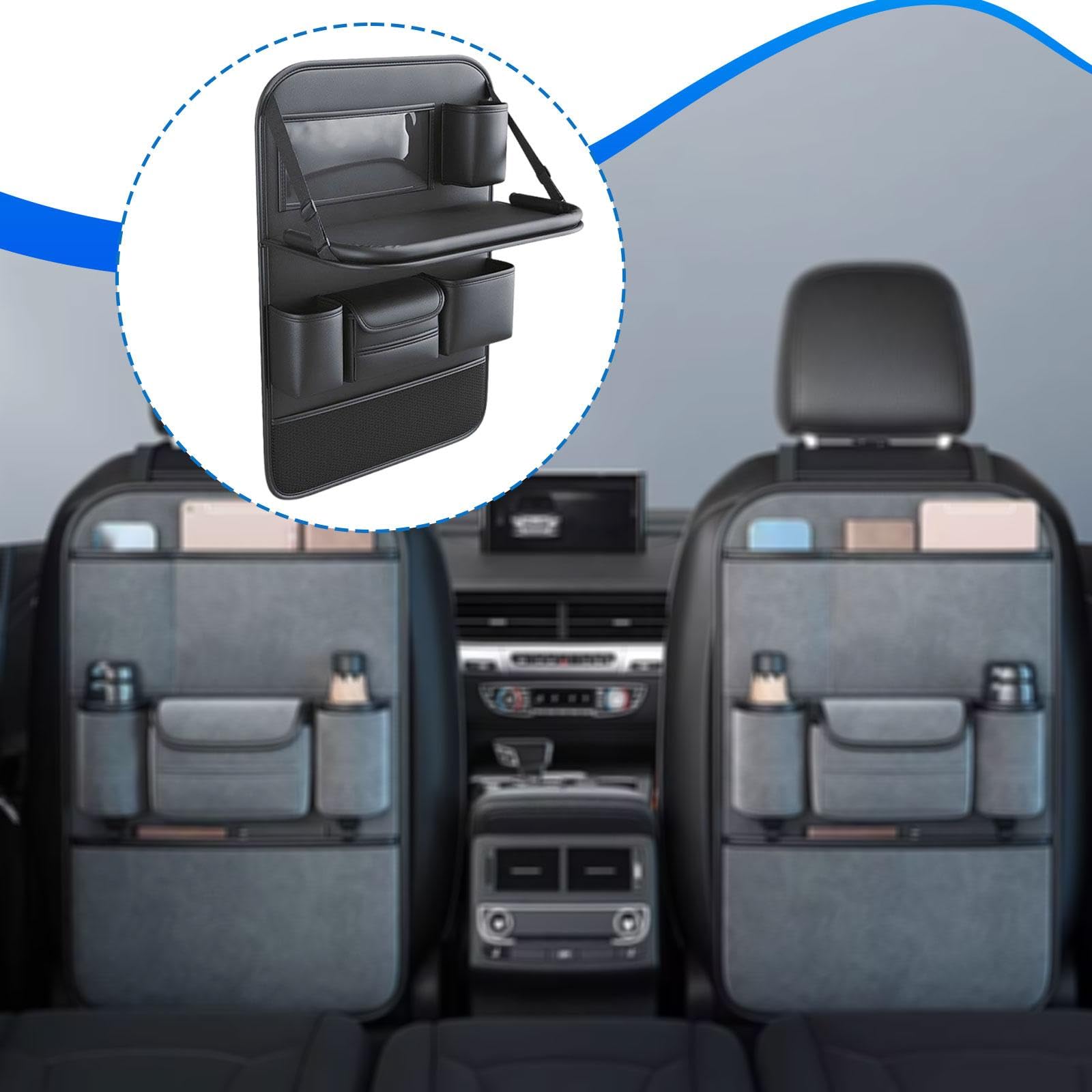 Organizador para asiento trasero de coche, negro, impermeable, multiusos, estable, bolsa de almacenamiento para accesorios de coche.