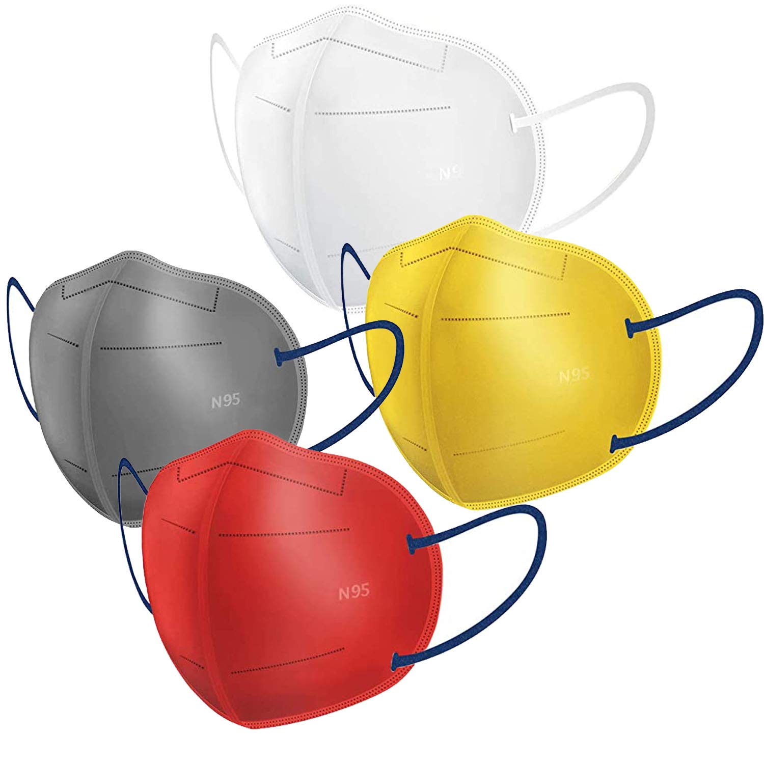 GreatDio (Pack Of 4) KN 95 Mask with Melt Blown Protective layer BFE > 95%, ISO, FDA, CE AND SITRA Certified 5 Layered Protection reusable Face Mask