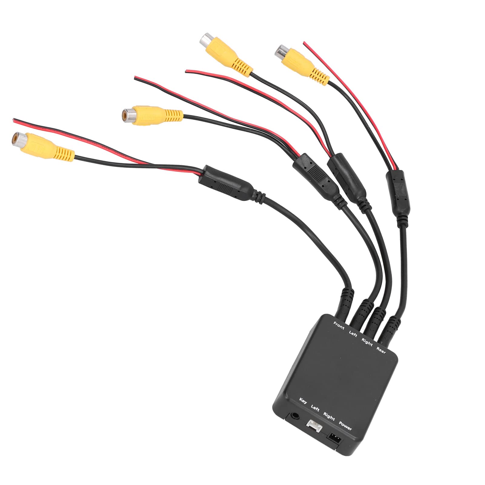 SIXRUN 4 Way Car Video Switch, ABS Material, 360 Degree Panoramic Rearview Camera Controller, Front and Side View for Universal Vehicle Safety