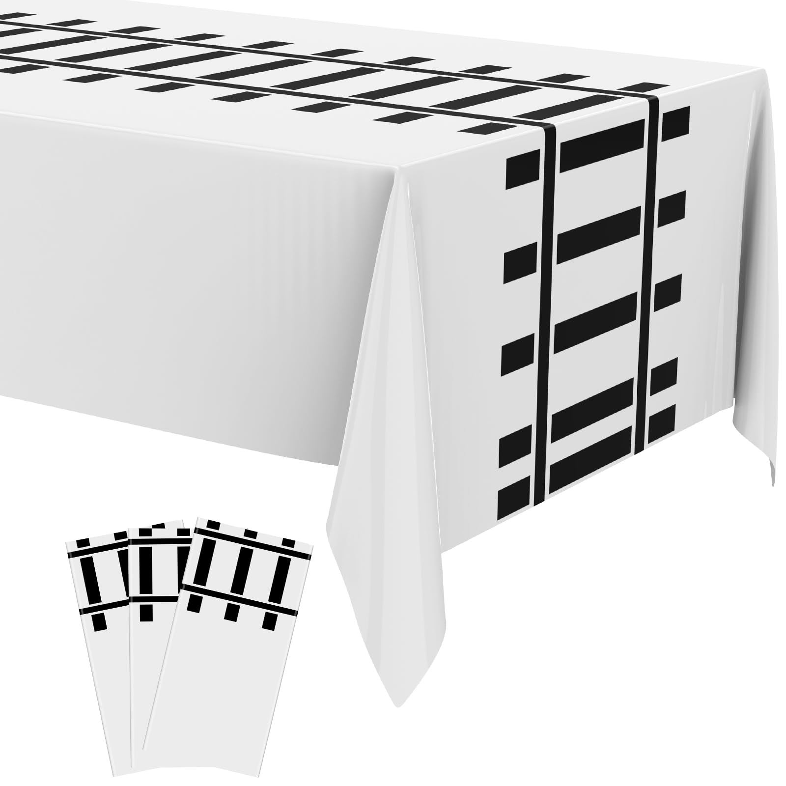 Teenyyou 3 Pcs Train Party Decorations Railroad Track Tablecloths Express Train Birthday Party Supplies 54 x 108 Inch Plastic Table Covers for