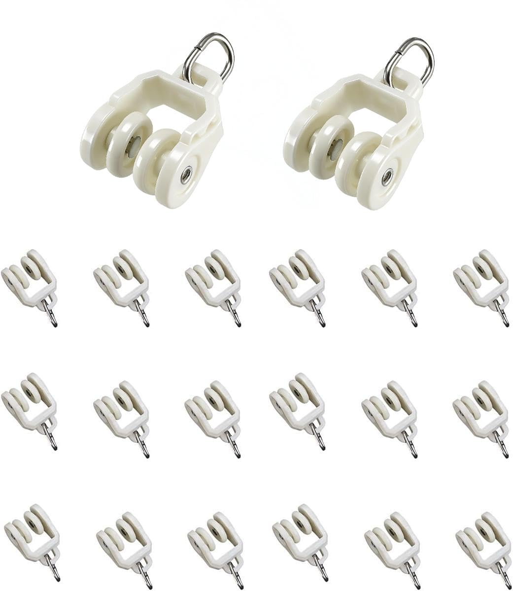 Dwuent White Curtain Track Gliders, Curtain Track Rollers, 40 Pcs Curtain Track Spares,Plastic Drapery Rail Sliding Glider (White)