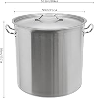 Vista 5 de Olla de acero inoxidable de 100 cuartos de galón con tapa, olla grande de 19.7 x 19.7 pulgadas, olla de acero inoxidable para comedor, tienda