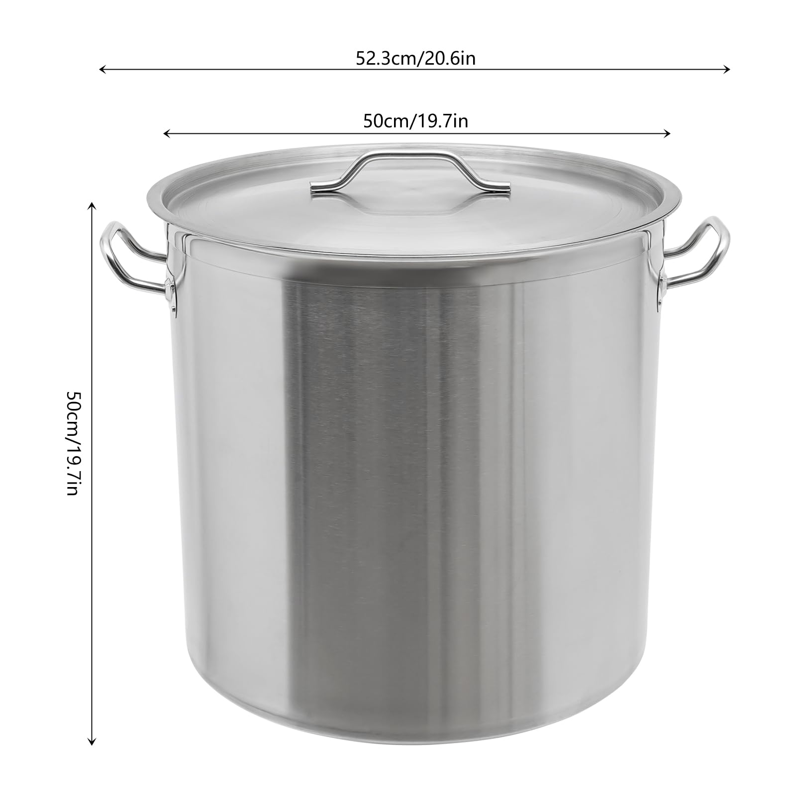 Stainless Steel Pot, 100QT Large Stock Pot with Lid, Commercial Kitchen Cooking Pot Cookware with Handle, Compatible with Induction Cooker or Gas Stove, Suitable for Cooking Stews, Soup, Sauce