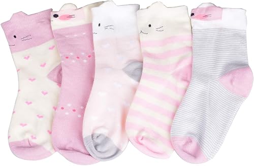 Miniatura 2 de Calcetines para niñas, 5 pares de calcetines de algodón para invierno, más gruesos, animales, gatos, osos, niños pequeños, de 0 a 15 años