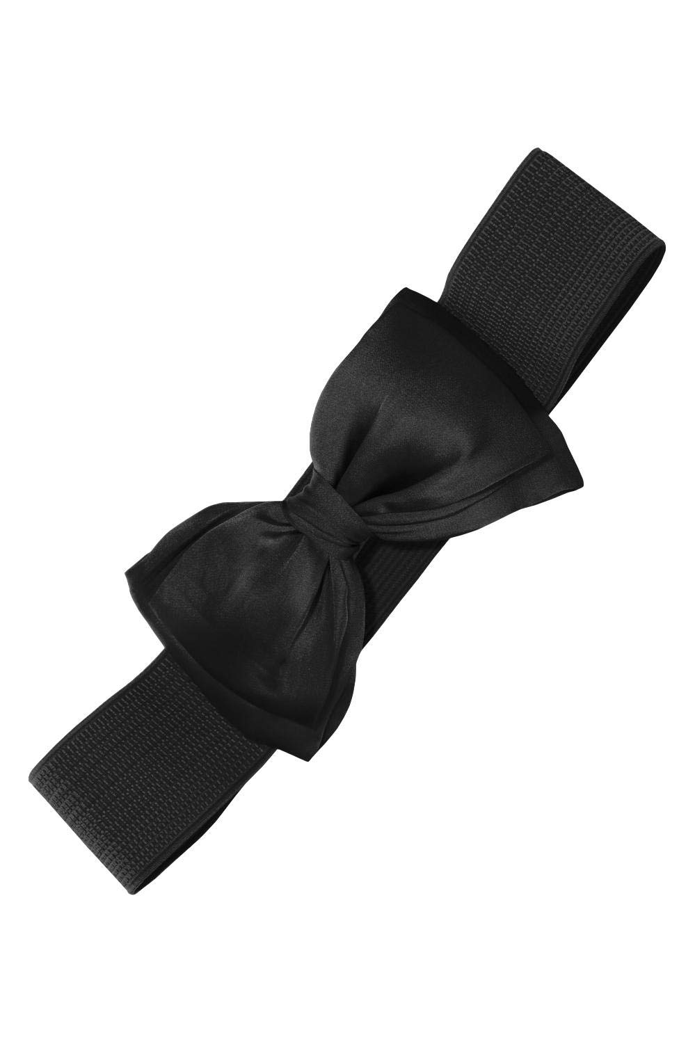 Banned 1950's Elasticated Bow Rockabilly Belt - Black (Large - UK 12-18)