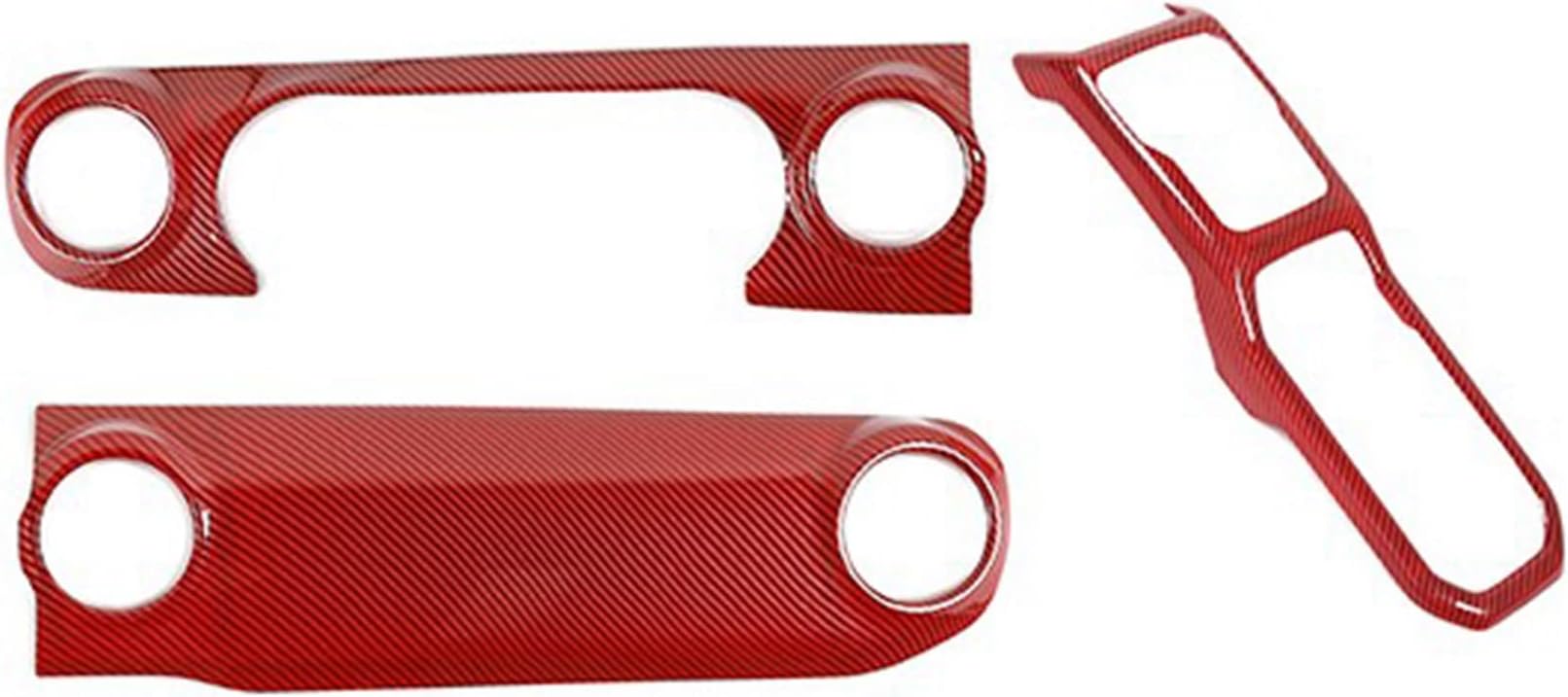 Zunedhys 3-Teilige Blende für Mittelkonsole, Armaturenbrett, Schalttafel, für Wrangler JL JLU, Karbonfaser, Rot