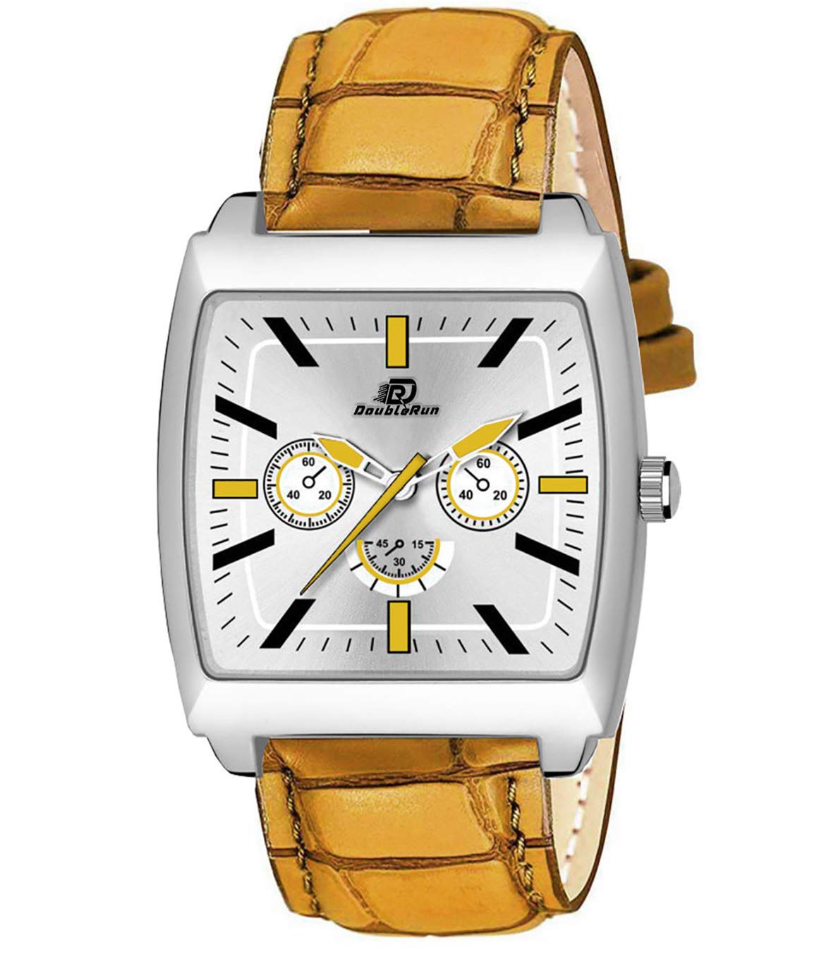 DOUBLERUN Silver Square Dail Leather Strap Analogue Mens Watch NAXY-6 (B08SPXTQPX) Amazon Price History, Amazon Price Tracker