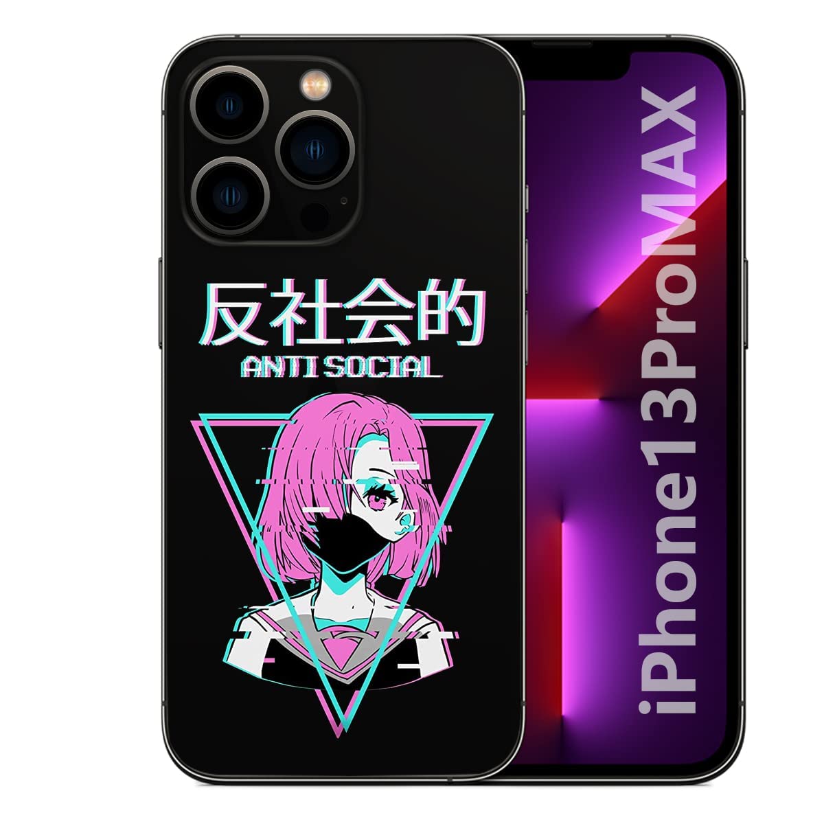Compatible with iPhone 13 Pro Max Anime Case, Anti Social Kawaii Manga Otaku Japanese Art Comic iPhone Case for Men Women Boys,Anime Patttern Design Soft Silicone Case for iPhone 13 Pro Max