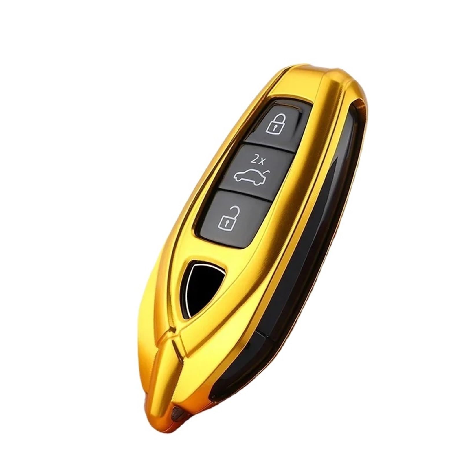 Lamborghini Carbon Fiber Key Fob – 2x2 Gloss Black Oblong With Gold Logo – Real Carbon Fiber, Sleek Look