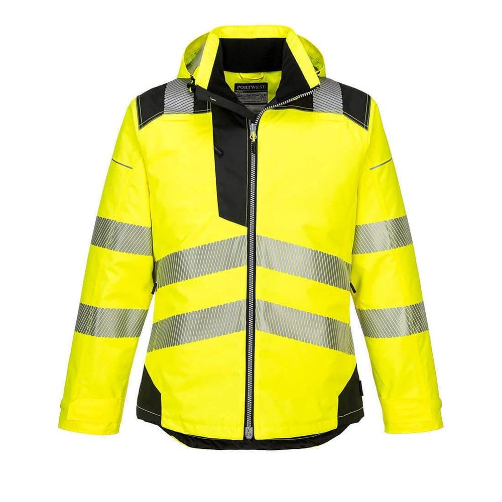 Portwest T400 Kurtka robocza PW3 Elementy Odblaskowe Elastyczna Konstrukcja | Żółty/Czarny, XS, EN ISO 20471 Klasa 3, EN 342, Krój Komfortowy, Kołnierz z Podszewką Polarową, Długi Rękaw, 3 Kieszeni, Zima