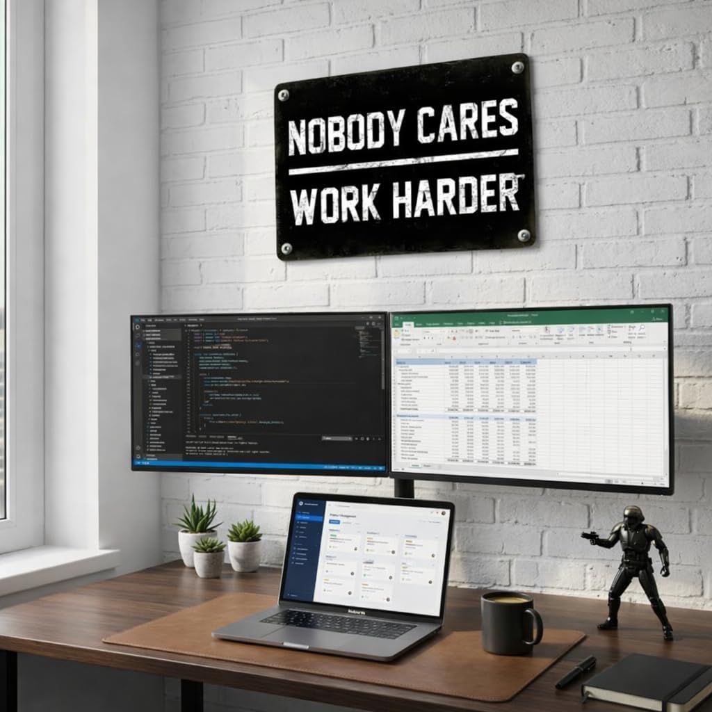 CrazySign "Nobody Cares Work Harder" Vintage Motivational Metal Sign - Ideal for Home Gym Motivation, Workout Room Decor, Inspirational Gift for Fitness Enthusiasts & Home Offices 12 x 8 Inch(26009)