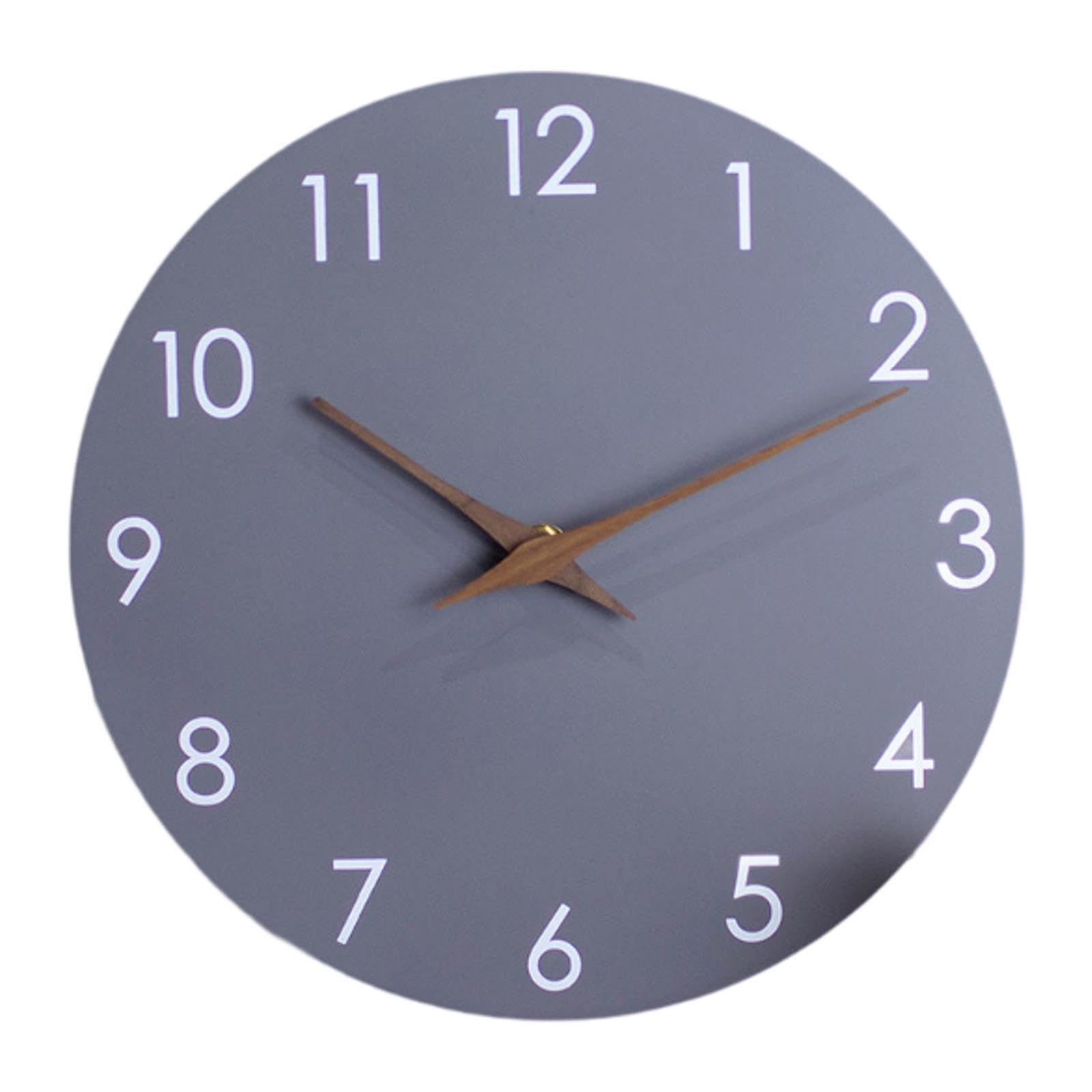 TWISAXC for Creative Bedroom Clock Non Ticking Stylish Wall Clock For Peaceful Sleep Environment Decorative Wall To Add Art, Gray
