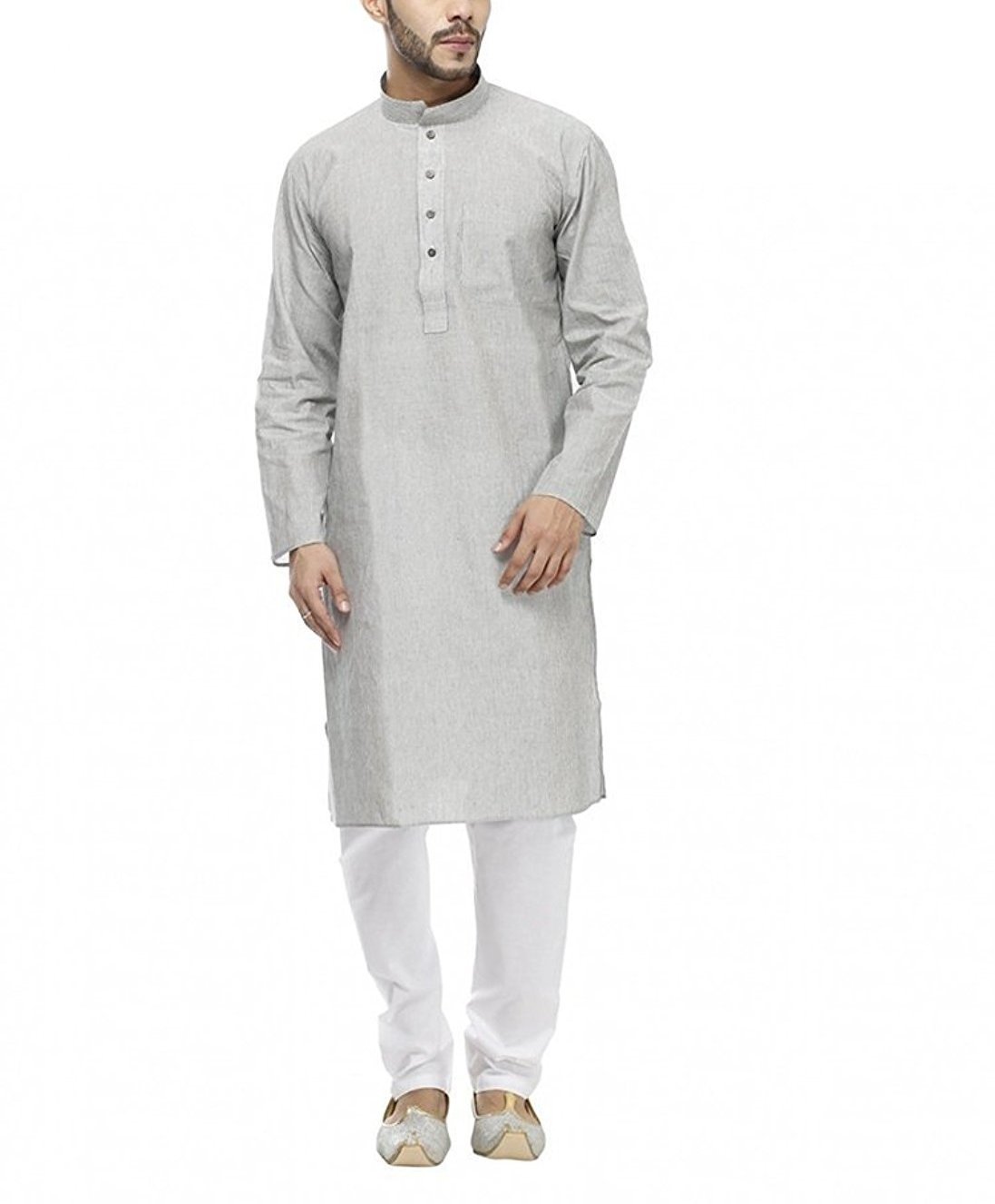 Pijama Kurta de lino gris para hombre talla 38 conjunto ropa tradicional Royal Kurta 4