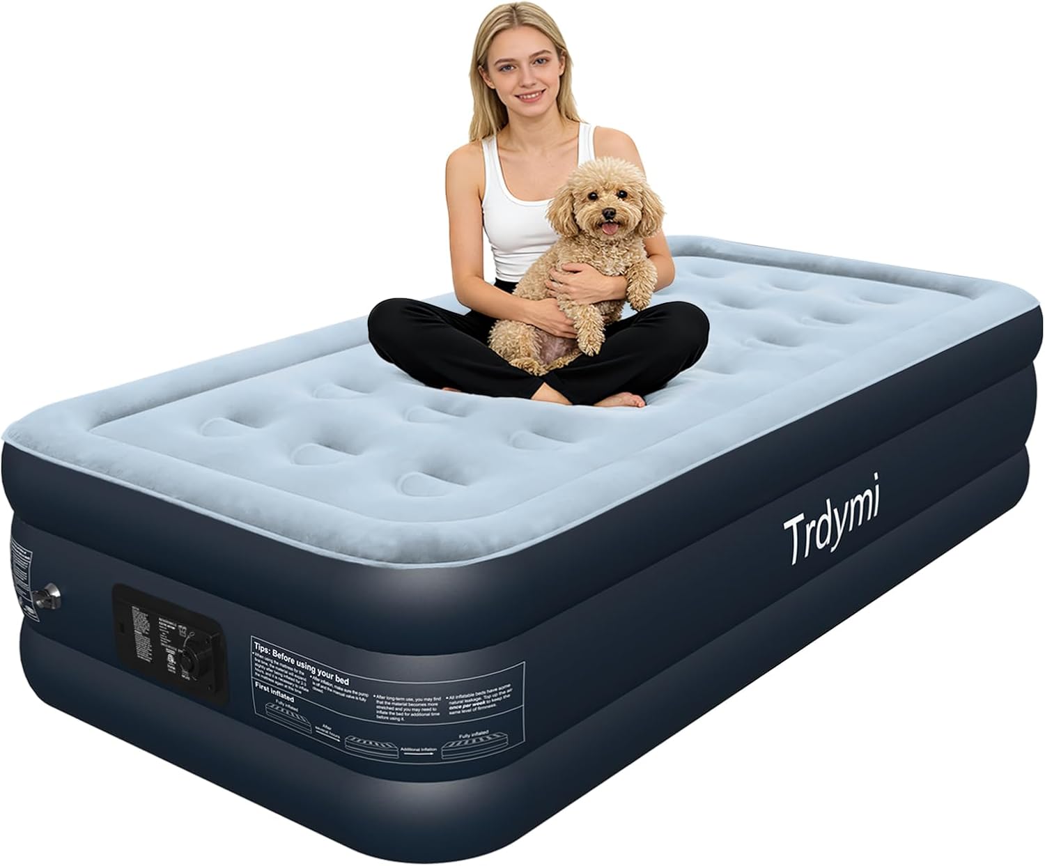 18-Inch Elevated Air Mattress – Rapid Inflate-Deflate, Leak-Proof, Portable Twin for Camping, Guest Bed & Moving