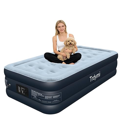 18-Inch Elevated Air Mattress – Rapid Inflate-Deflate, Leak-Proof, Portable Twin