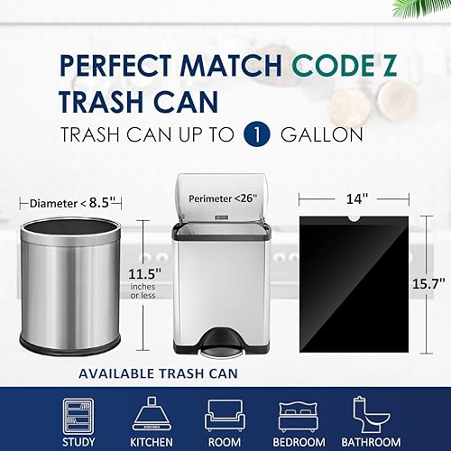 Miniatura 2 de Bolsas de basura de 1 galón (3-4 litros), 100 bolsas de basura pequeñas con cordón, bolsas de basura pequeñas para el hogar, oficina, baño,