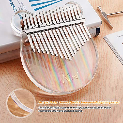 Achort Kalimba 17 toetsen duim piano, transparante acryl vinger piano met tuning hamer studie-instructie, duim piano… - Image 4