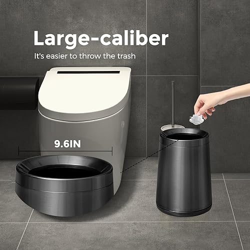 Miniatura 2 de Cubo de basura de acero inoxidable de 10 litros2.6 galones, cubo de basura cónico con apertura superior para baño, dormitorio, hotel, cocina, RV