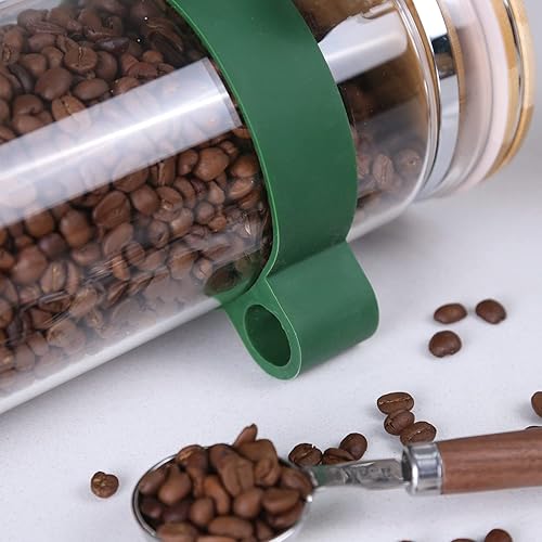 Miniatura 5 de KKC Contenedor de almacenamiento de granos de café sellado al vacío con cuchara, recipiente de vidrio hermético con tapa con bisagras y cuchara para