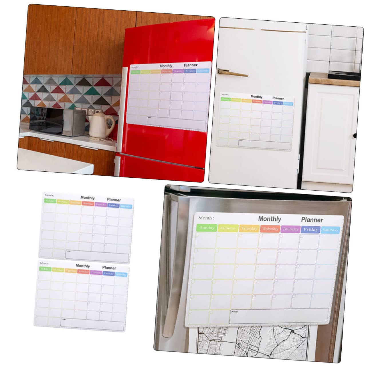 STOBOK 2stücke Magnetische Kühlschrank-whiteboard Kühlschrankkalender Whiteboard-kalender Trocken Abwischbar Magnetischer Kühlschrankkalender Kalender-whiteboard