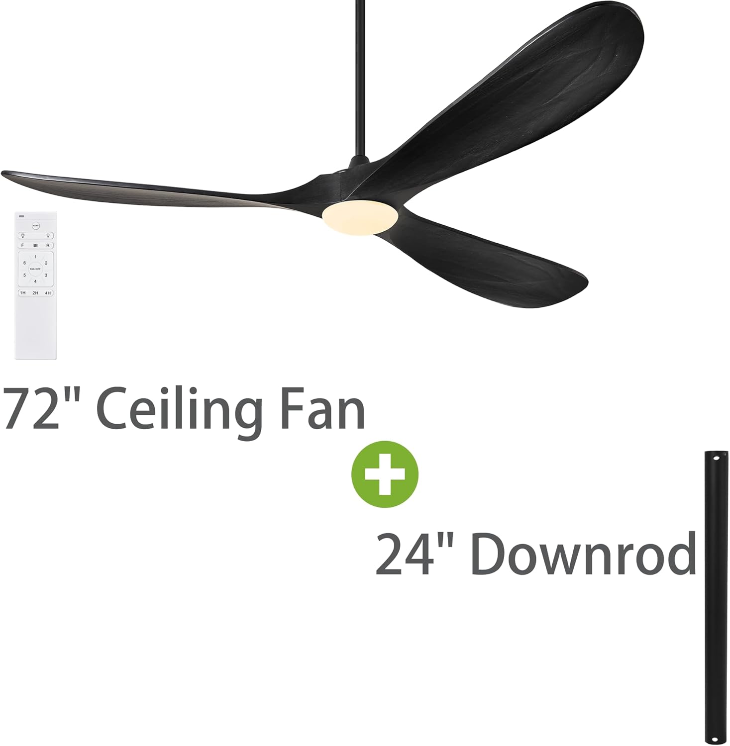 Haipeel 72 Inch Ceiling Fan + 24 Inch Downrod