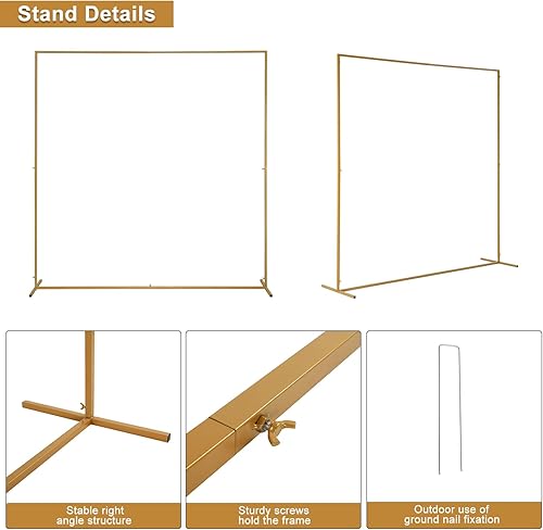 Miniatura 10 de Outvita Juego de 3 arcos de boda, soporte de fondo de metal, marco de arco de globo de boda, soporte de soporte para ceremonia, interior y exterior,