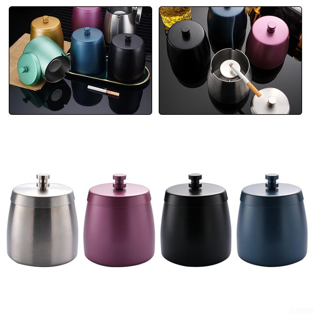 Collecteur de suie en acier inoxydable avec couvercle pour une utilisation en intérieur/extérieur, contrôle des cendres coupe-vent pour conditions de vent, facile à entretenir (violet)