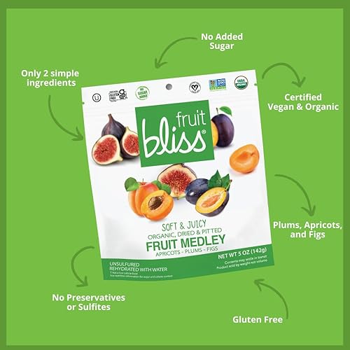 Miniatura 3 de Fruit Bliss Mezcla de frutas secas  Mezcla de frutas de albaricoques orgánicos, secos y sin hueso, ciruelas e higos  Snacks de frutas orgánicas,