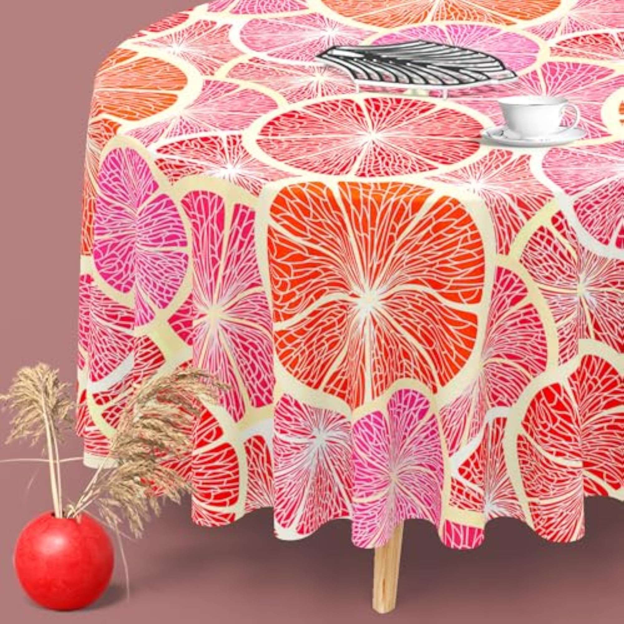 Grapefruit Velvet Table Cloth Cover for Dining Table