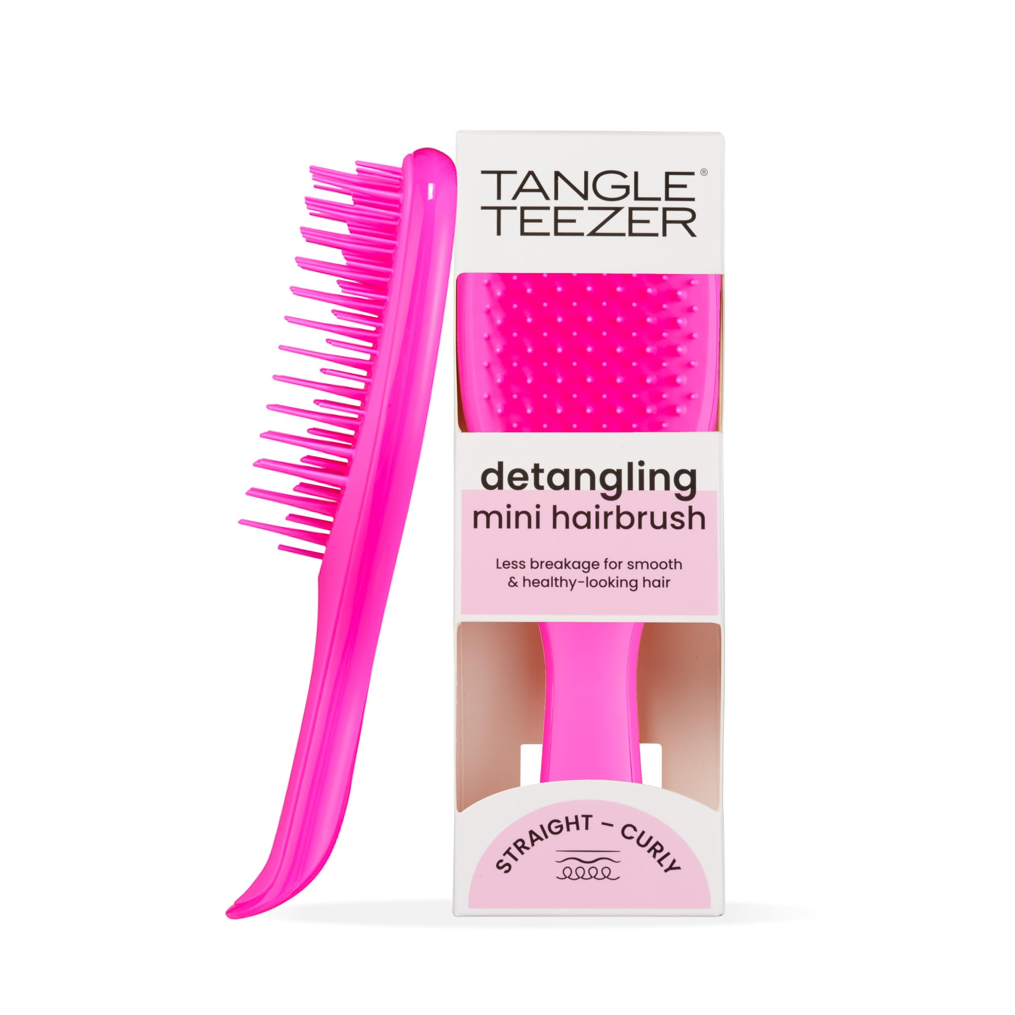 Tangle Teezer Mini Ultimate Detangler - For Wet & Dry Hair - Detangling Brush for All Hair Types - Perfect Brush For Kids & Travel - Runway Pink