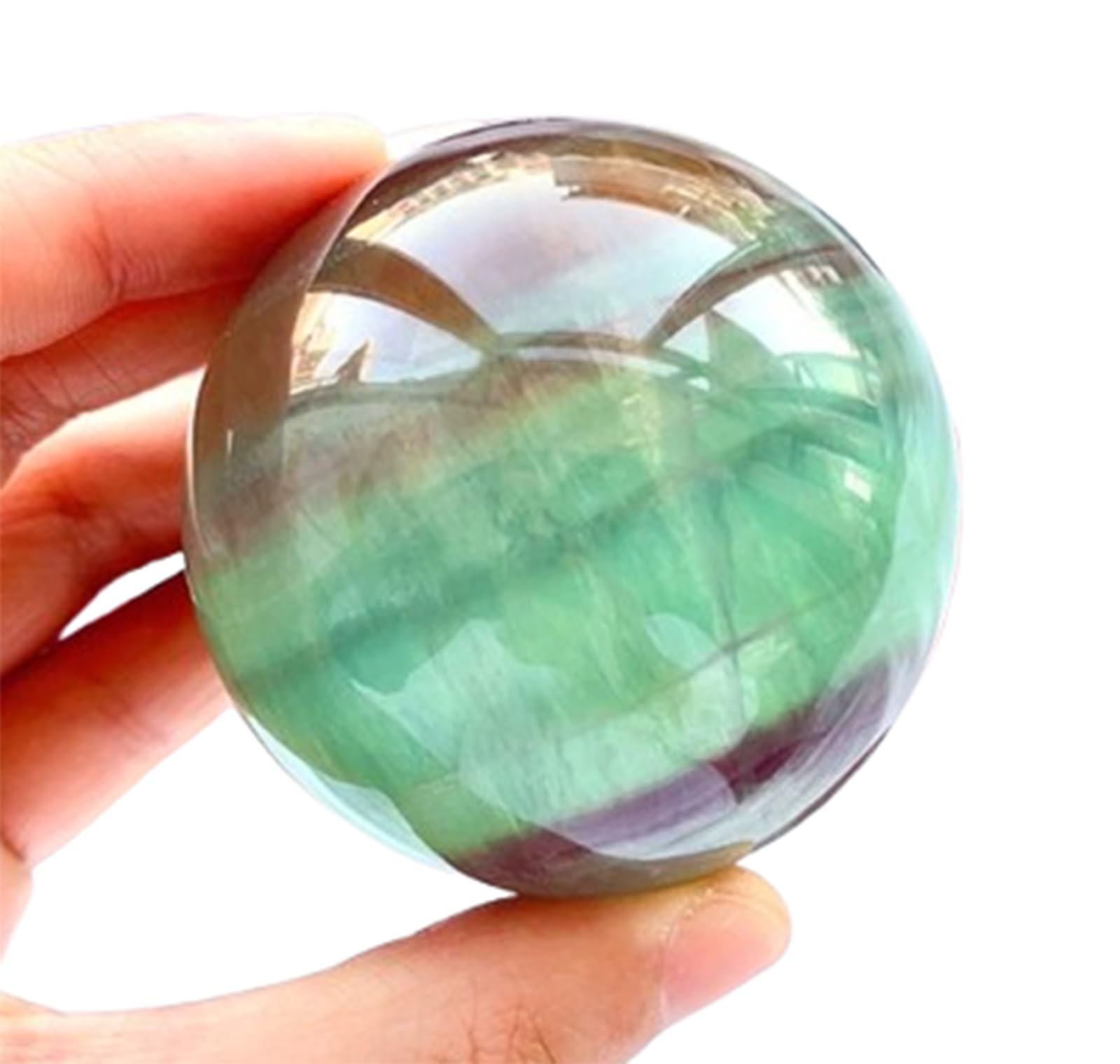 BJXKHFPIV Delicate Rainbow Fluorite Decorative Sphere Quartz Crystal Ball Ornament for Home Decor Housewarming,Festive Display, 48mm