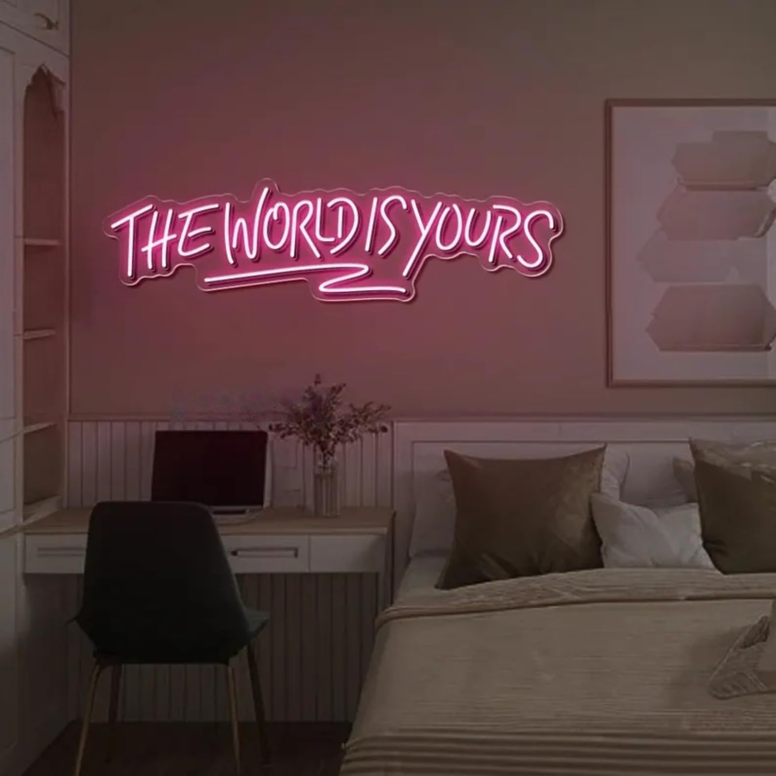 The World is Yours Neon Sign for Wall Decor, LED Light Signs for Bedroom Game Room Man Cave Home Bar Bistro Club Cafe Wedding Graduation Party Birthday Gift
