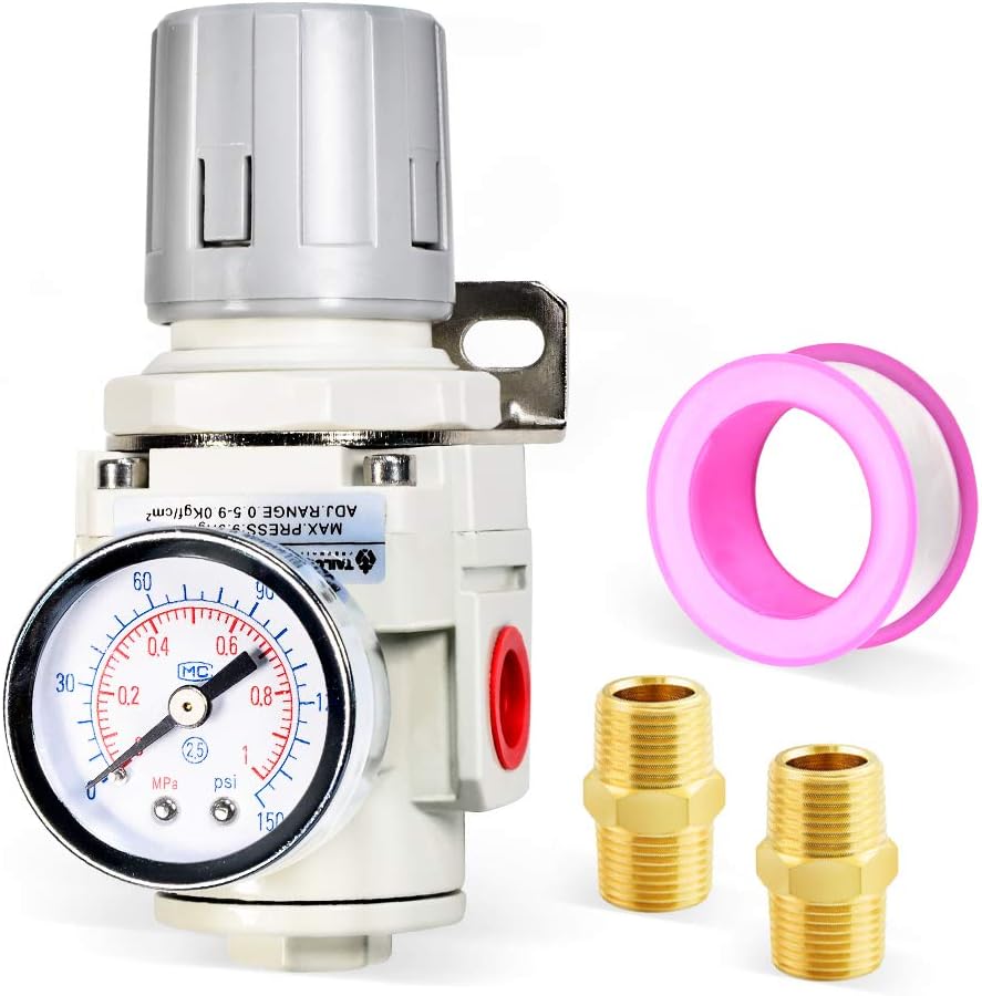 1/2 Inch NPT Mini Pressure Regulator for Compressed Air Systems AR4000，Adjust 0 to 145 Psi
