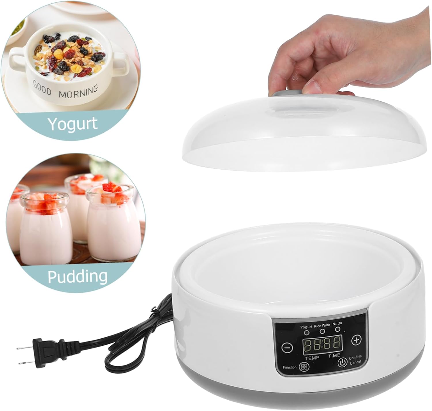 Electric Yogurt Maker with LCD Display Hour Timer Temperature Control Automatic Yogurt Machine for Homemade Yogurt for Family Use