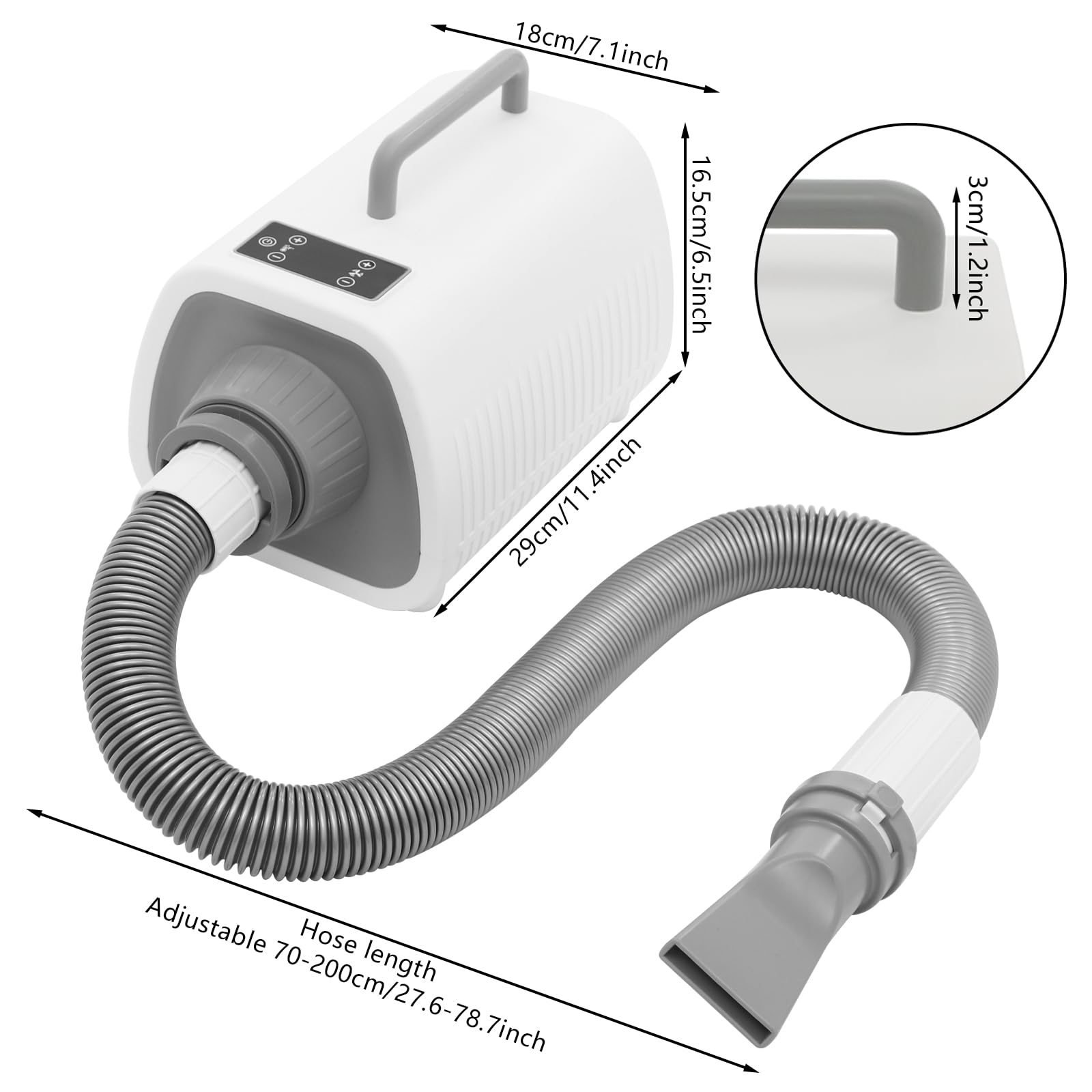 Hundefön Blower, Hundetrockner 2100W mit Einstellbarer Temperatur & Geschwindigkeit, Blower Hund mit 3-in-1Verschiedenen Düsen, Hundepflege-Trockner-Gebläse