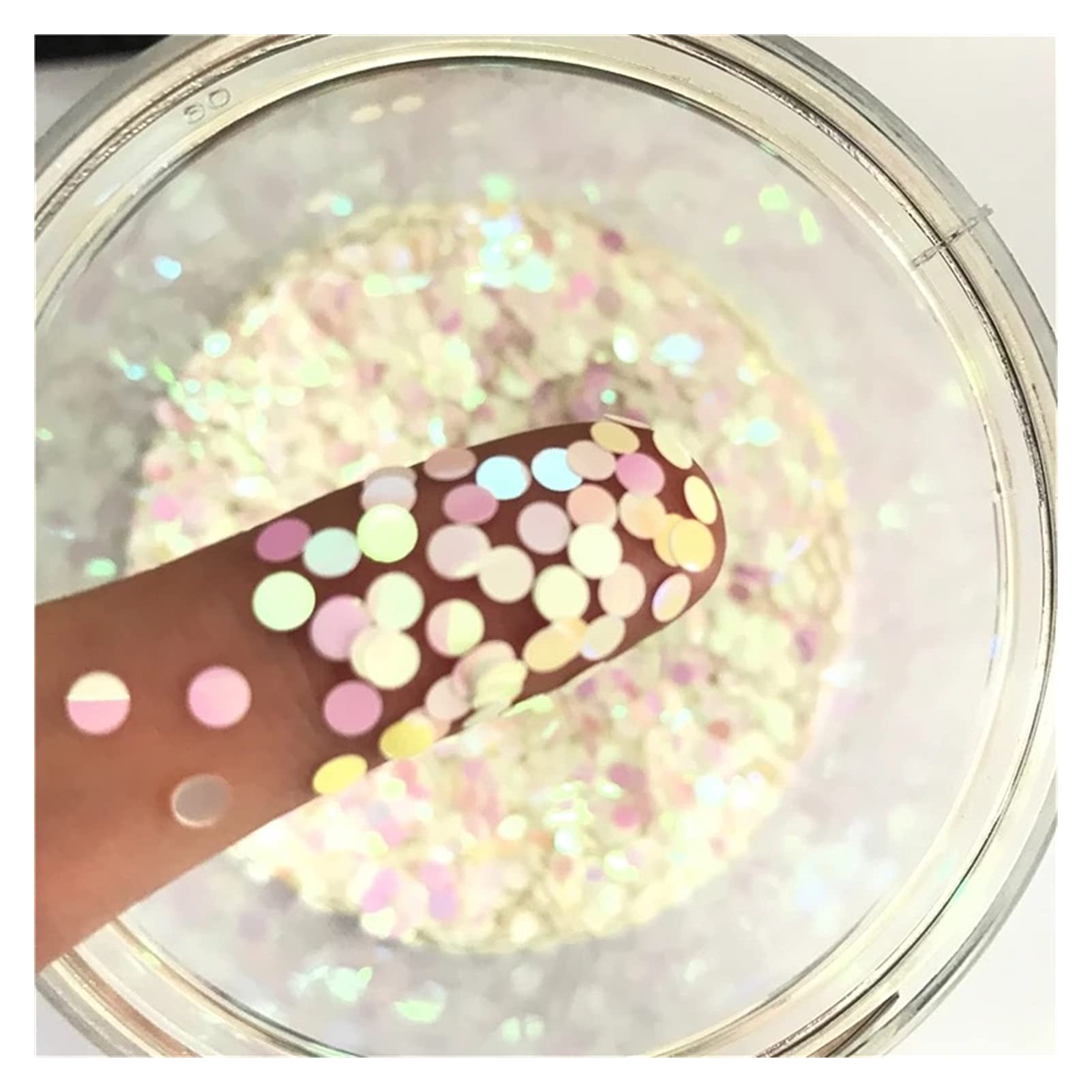 SDEQA QQ 10g Pailette Ultrathin Dot Sequins 4mm PET Paillettes Laser Sequin For Nails Art Manicure Wedding Christmas Decoration Confetti Z725 (Color : AB White, Size : 4mm)