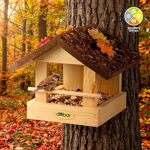 dobar 38120FSCe Vogelhaus klein aus Holz mit Rindendach, 20 x 22.5 x 18 cm - 5